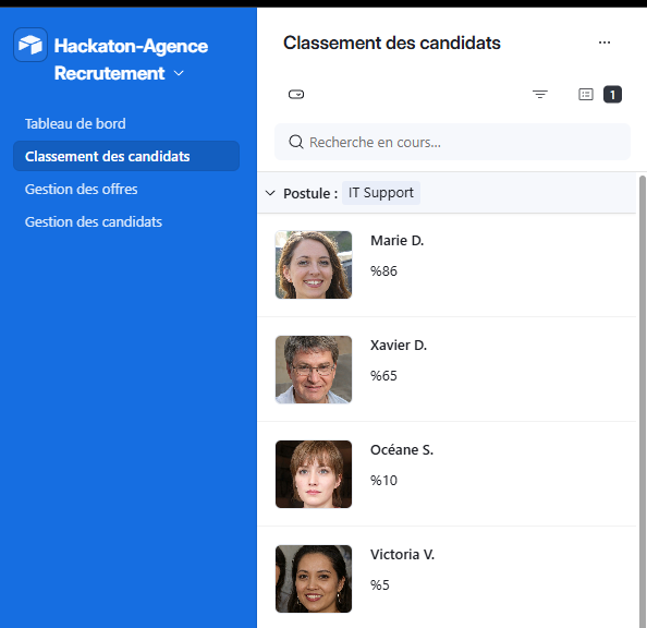 TalentiA — Interface web de gestion des candidatures par IA